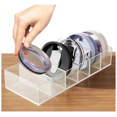 Cup Lid Tumbler Kitchen Organizers Space Saving Storage Holder for Yeti Tumbler/Stanley Tumbler/Hydro Flask Tumbler Lids Simple Modern Container (6 Bins) Cover