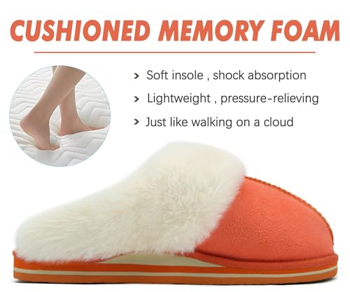 Image of KuaiLu Womens Cozy Memory Foam Slippers Ladies Fuzzy Faux Fur Lined Warm Arch Support House Shoes Slip on Comfy Winter Scuff Indoor Outdoor Rubber Hard Sole