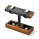 Oirlv Multifonctionnel Bois Massif Support Montre,Porte Montre,Watch Stand Pour Organisateur de Bijoux Collier(Gris Foncé)