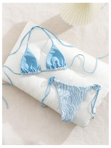 Milumia Women's Two Piece Bikini Set Graphic Triangle Halter Cheeky String Swimsuit2