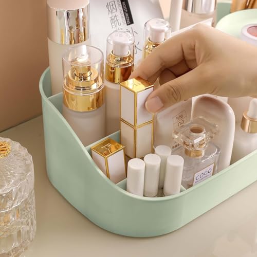 Image of zuku MakeUp Organizer Stand Desk Storage Dressing Table Organiser Cosmetic Organizer Box Skin Care Table Bathroom Organiser Makeup Storage Box Makeup Vanity with Transparent Drawer(Green)