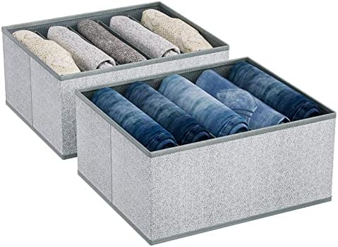 DIMJ Clothes Storage Organiser, 2 Pack Foldable Storage Box Wardrobe Storage Organiser Fabric Storage Box Drawer Dividers for Pants, Shirts, Blanket, Home Storage
