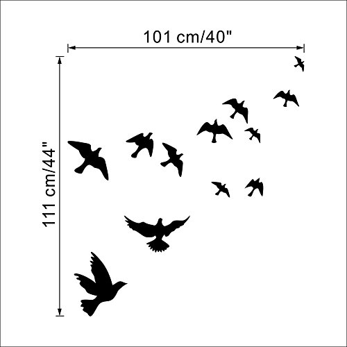 Black Flying Birds Wall Decals - Diy Pigeons Wall Stickers Flying To Sky Silhouette Wall Decor For Livingroom Removable Vinyl Bird Mural Decal Art Décor For Bedroom #TOP4