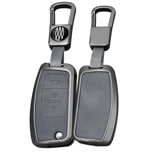 Étui clé en cuir pour Ford Fiesta Focus Kuga | Protection premium 3 boutons gris