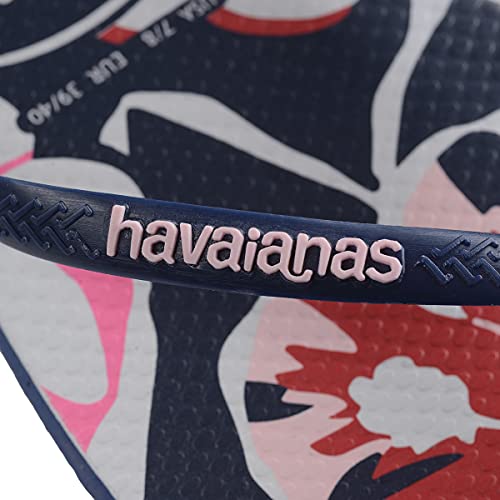 Chinelo Slim Floral Basic, Havaianas, Feminino, Marinho/Marinho, 37/38