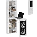HOMCOM Scrivania con Libreria e Lavagna Nera 98x51x153 cm Bianco