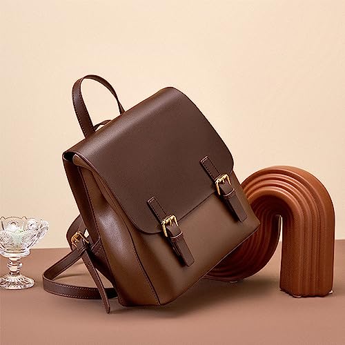 Image of JIUFENG Mini Leather Backpack for Women, Ladies Small Backpack Purse, Sleek Handbag Travel Daypack, Coffee