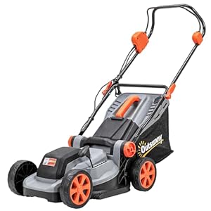 Outsunny Elektro Rasenmäher 1200 W mit 34 cm Schnittbreite 35L Fangkorb Mulchfunktion 6 Schnitthöhen Elektrischer Sichelmäher mit 3-fache Höhenverstellbar abnehmbar Griffe, Mäher für Rasen