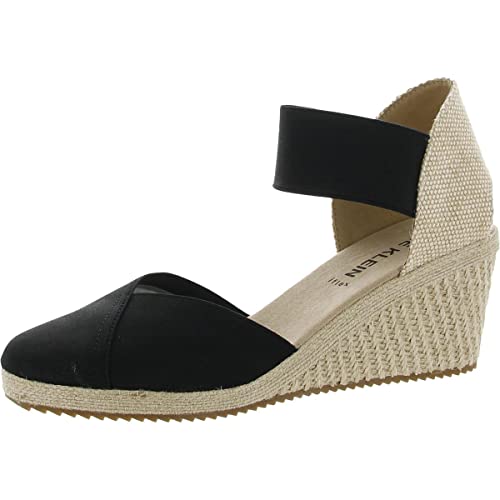 Anne Klein Womens Zoey Canvas Ankle Strap Espadrille Heels