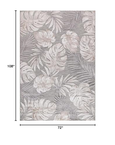 CAMILSON Indoor Outdoor Rug, Beige 6’x9’ Leaf Tropical Botanical Area Rugs for Indoor and Outdoor patios, Easy-Cleaning Non-Shedding Living Room, Garden and Kitchen Washable Outside Carpet (6x9) - Image 2