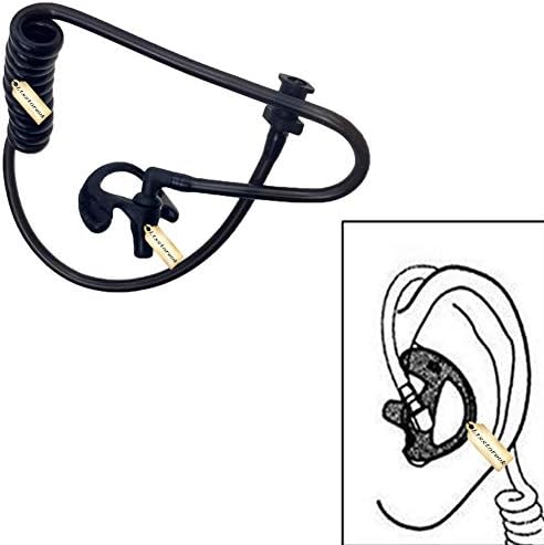 2 Way Radio Earmold Black Small Soft Rubber Earbuds Earmould Left and Right+ Replacement Black Coil Audio Tube Compatible for Motorola Kenwood Baofeng Acoustic Tube Earpiece