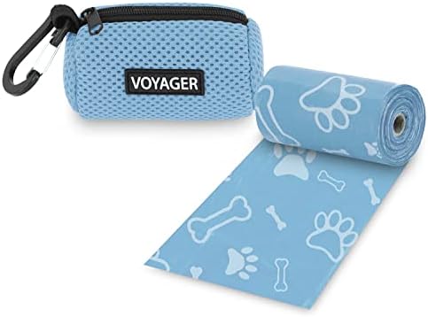 Best Pet Supplies Dog Poop Bag Holder Leash Attachment, Color, Reusable Mesh Dispenser Pouch for Travel, Walking, Park, and Outdoor Use, Soft and Durable with Clip-On - Mesh Baby Blue