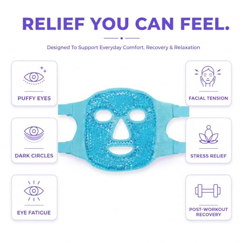 Image of Gel Bead Cold Face Mask, Ice Pack for Reducing Puffiness, Dark Circles, Hot and Cold Compress, Skin Care Spa, Multicolour Pack Of 1