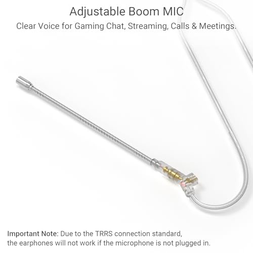 Image of Cubilux 3.5mm 2-Pin 0.78mm IEM Cable with Microphone, Silver Plated OFC Wires Earphone Cable with Detachable Boom MIC for BL-03, Wan'er S.G, ZS10 Pro, ZS10 Pro X, ZSN PRO, ZSX in-Ear Monitor, 4 Feet