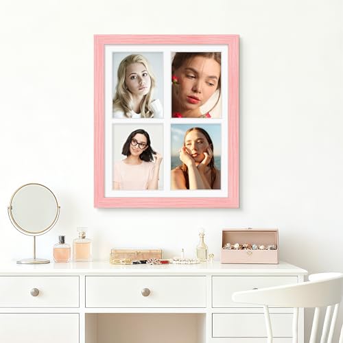Image of DUENPY 12x16 Picture Frame 5x7 Collage Picture Frame Displays Four 5x7 inch Photos or 12x16 (Without Mat) for Available Horizontal Wall Mounting Display and Vertical Pink