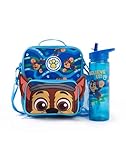 Paw Patrol Chase Blue Lunch Bag and Bottle Set | Believe in it! Cartoon Inspired Lunch Carrier | Adjustable Strap Easy Carry