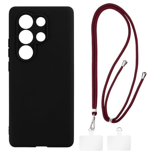 Shantime Case and Lanyard for ITEL S25 Ultra 4G - Black+Black