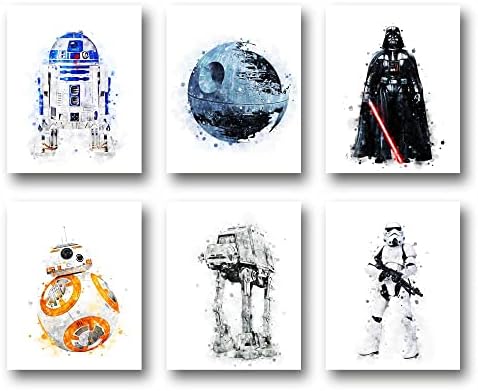 PurpleheARTs | StarWars Wall Art Poster Prints | StarWars Wall Art | Set of 6 UNFRAMED ( 8'' x 10'' ) | Posters for Boys Room | StarWars Room Decor | StarWars Bedroom Decor | StarWars Wall Decor, StarWars Decor |