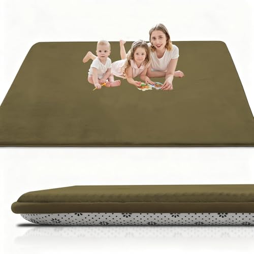 Alfombra De Habitacion Bebe Alfombra Bebe Gruesa 2cm Antideslizante Alfombra Habitación Infantil de Juego Bebe Claro Terciopelo Coral para Sala de Juegos, Guardería 180 x 300 cm Verde Militar