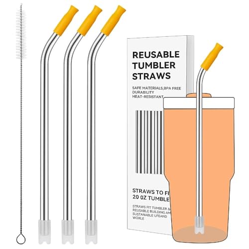 Prurex Bent Metal Straws for Stanley 20oz, Reusable Stainless Steel Straws