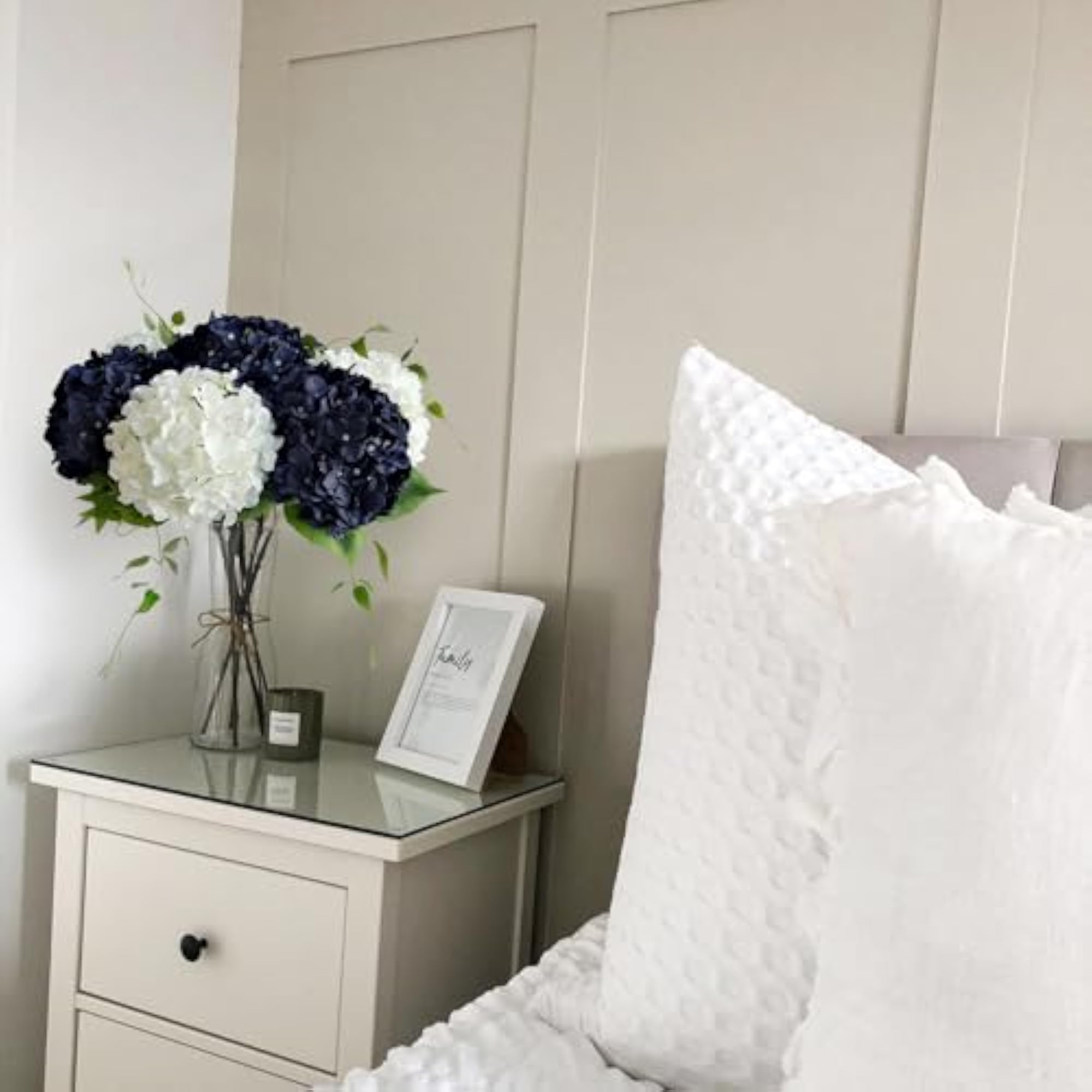 Dark Navy Blue Silk Hydrangea Flowers for DIY Decor