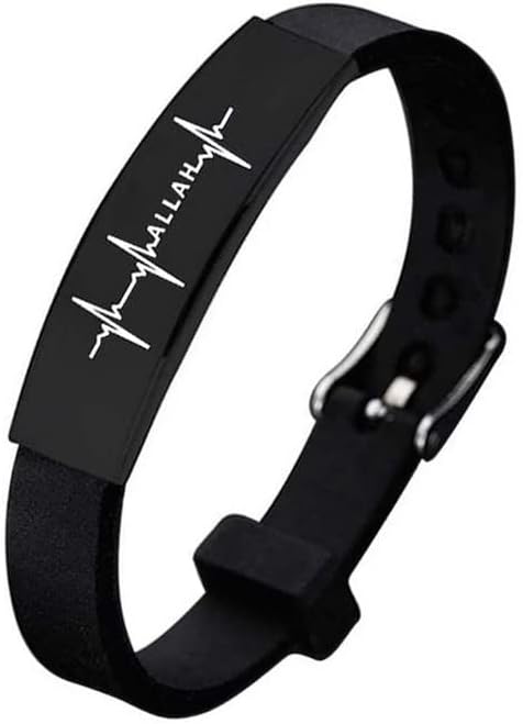 Personalized Silicone Pin Buckle Stainless Steel LIFELINE HEART ALLAH letter Bracelet Can Engravable Bracelet For Men And Women