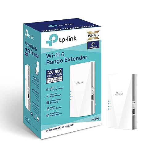 TP-Link AX1500 Dual Band Wi-Fi 6 Range Extender, Broadband/Wi-Fi Extender, Wi-Fi Booster/Hotspot with 1 Gigabit Port, Built-In Access Point Mode, Works with Any Wi-Fi Router, UK Plug (RE500X)