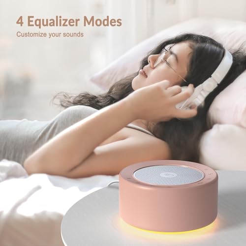 Image of Kipcush White Noise Machine for Baby & Adults, 30 Soothing Sounds, Soft Non-Glare Nursery Lamp, 8 Color Night Lights, Memory Function (Pink, Standard)