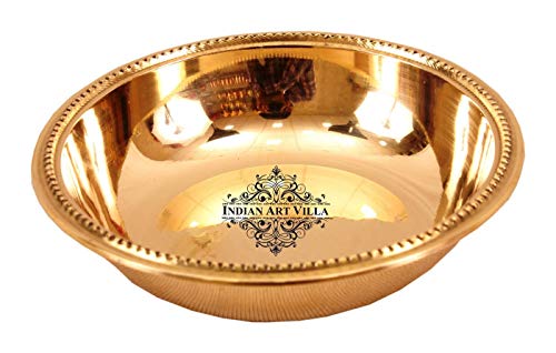 INDIAN ART VILLA Brass Solid Serving Bowl - 100 ml, Gold