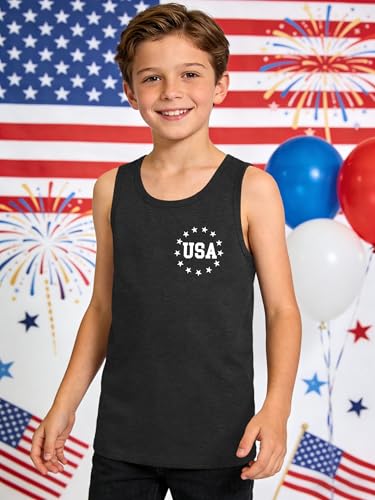 Image of Ithalt Girls 4th of July Tank Top for Kids Boys USA Patriotic Shirt American Flag Tshirt Red White and Blue Sleeveless