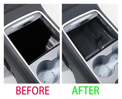 Veralini Car Console Storage Box Compatible for Model 3 Y 2021 Car Center Console Organizer Armrest Box Storage Box Accessories Tray Coin Box (Flocking Set 1) - Thumbnail 4