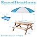 3-in-1 Kids Outdoor Wooden Picnic Table with Umbrella, Convertible Sand & Water Table, Cedar Wood Activity Table for Backyard (Brown)