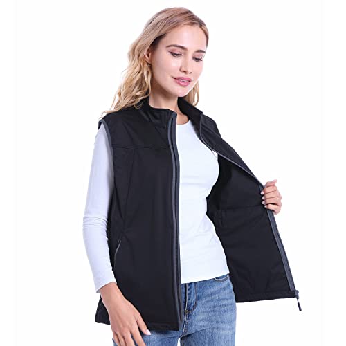 Beroy H2112330-1BLACK-L Women Golf Vest Lightweight Sports Stand Collar Windproof Softshell Sleeveless Vest thumb #2