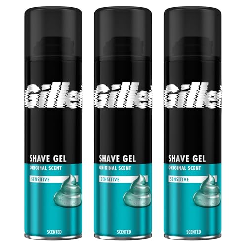 Sensitive Shaving Gel for Men, Original Scent, 3-Pack – Smooth Shave Gel for Sensitive Skin, Shaving Kit for Men Essentials