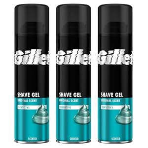 Sensitive Shaving Gel for Men, Original Scent, 3-Pack – Smooth Shave Gel for Sensitive Skin, Shaving Kit for Men Essentials