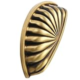 Poignées de meuble dorées à centre percé : matériau en laiton durable, design en forme de coquillage pour un look élégant et raffiné