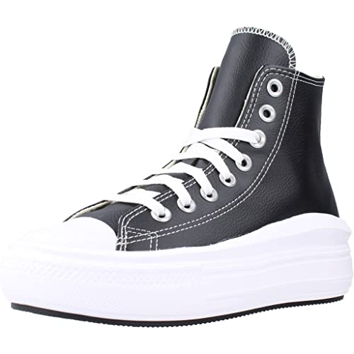 CONVERSE Chuck Taylor All Star Move Platform FOUNDATIONAL Leather, Sneaker Mujer, Black White White, 39 EU