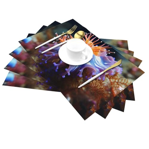 Sets de table thermorésistants et antidérapants en PVC lavable Nudibranche
