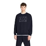 Armani Exchange Men's Stretch Cotton Double Knit Classic Box Logo Pullover Sweatshirt