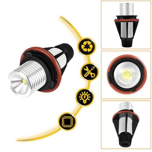 2 Stück Engels augen Halo Marker Ring Glühbirne 10W für BMW E39 E53 E60 E61 E63 E64 E65 E66 E83 E87 X3 X5-White