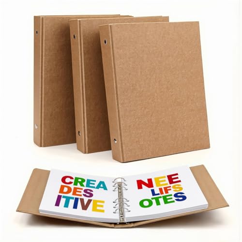 Classeur à anneaux A5 papier kraft 6 anneaux vierge haute capacité 240 feuilles