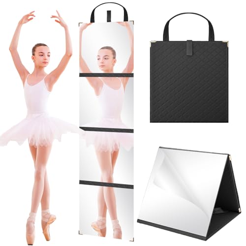 YXSJAS Foldable Backstage Hanging Mirror 47.2 x 11.4 Inches Foldable Portable Full Length Mirror with Handle Portable Hanging Folding Travel Mir-ror Make-up Mir-ror for Artist Home,Black