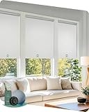 Yoolax Motorized Blinds with Remote, Blackout Smart Blinds for Windows Motorized Roller Shades, Automatic Window Shades Work with Alexa Custom Size (Blackout-Fabric White)