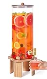 2 Gallon Large Drink Dispenser for Parties,Glass Beverage Dispenser with Stand,Water Drink Dispenser with Airtight Valve,Lemonade Dispenser for Fridge,Water, Juice,Punch,Cocktails,Ice Tea & Sun Tea-8L