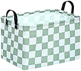 MAIZMZ Sage Checkered Storage Basket Baby Toys Organizer Bins Decorative Gifts Bakset Waterproof Nursery Hamper Women Storage Cube Kids Laundry Basket for Home/Dorm/Kitchen/Pet/Office/Closet/Shelf/