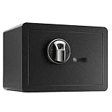  KHAMEO Tresor, Feuerfester, Wasserdichter Tresor, Tresor, Tresor, Kleiner Elektronischer Fingerabdruck-Passwort-Safe, Schwarz – Schlüsselkasten, Kleiner Stahltresor, Freistehend Oder An Der Wand Mon