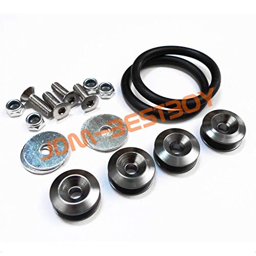 JDMBESTBOY Gunmetal Gray Quick Release Fasteners for Car Bumpers Trunk Fender Hatch Lids Kit from