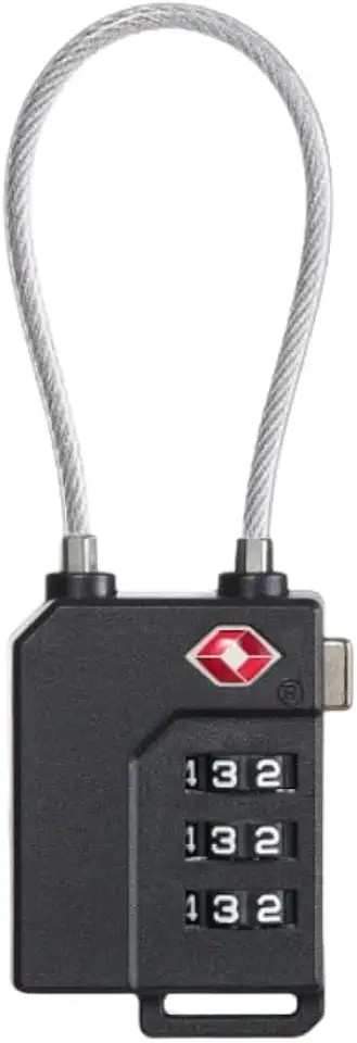 Cadeado com cabo de aço TSA senha (preto)