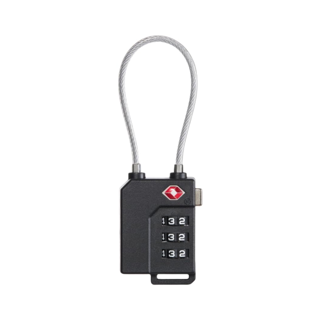 Cadeado com cabo de aço TSA senha (preto)