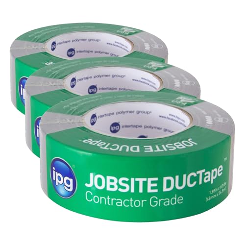Image of IPG JobSite DUCTape, Contractor Grade Duct Tape, 1.88 inch x 60 yd, Silver (Single Roll) (Pack of 3)